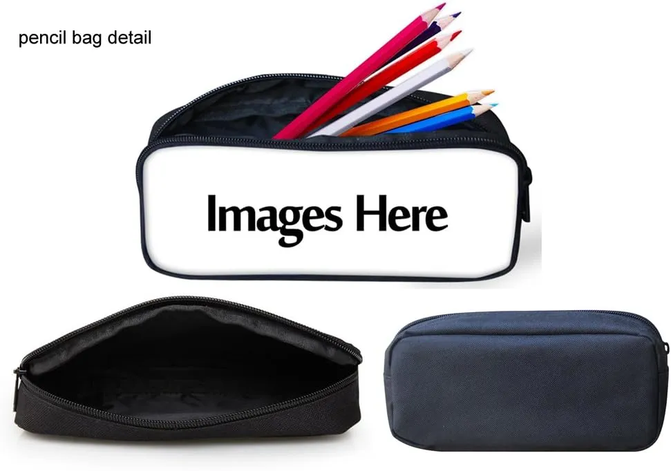 HUGS IDEA Blue Dolphin Print Kid Backpack Set 3 in 1 with Lunch Box Pencil Case for Girls Boys School Bags Travel Lightweight 17 inch Bookbag for Student Children