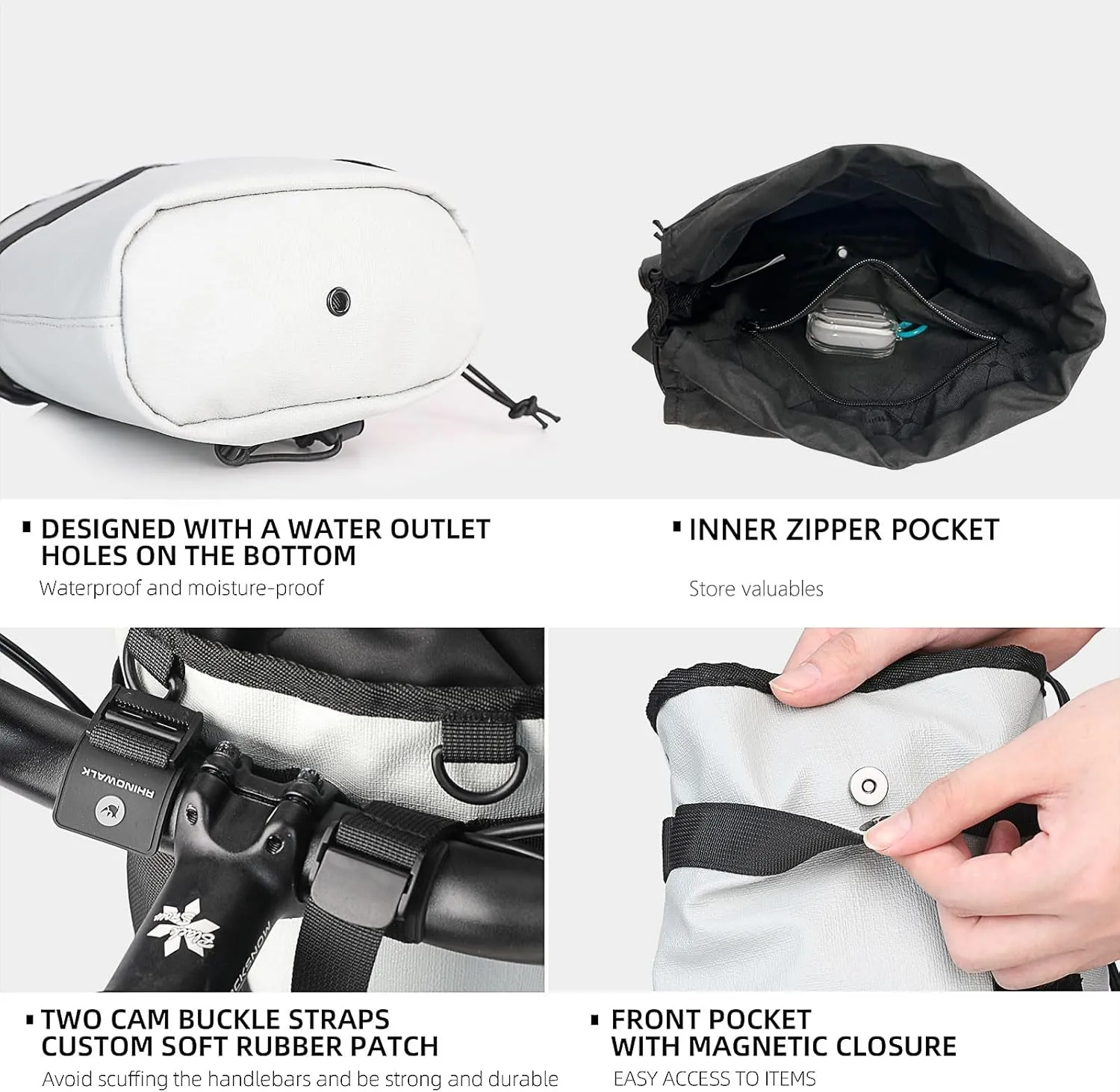 HUNTVP Bike Handlebar Bag 3.5L Bicycle Front Bag Scooter Bag Mountain Road Bike Bag for Cycling Handle Bar Bag for Bicycles Shoulder Bag Crossbody Bag