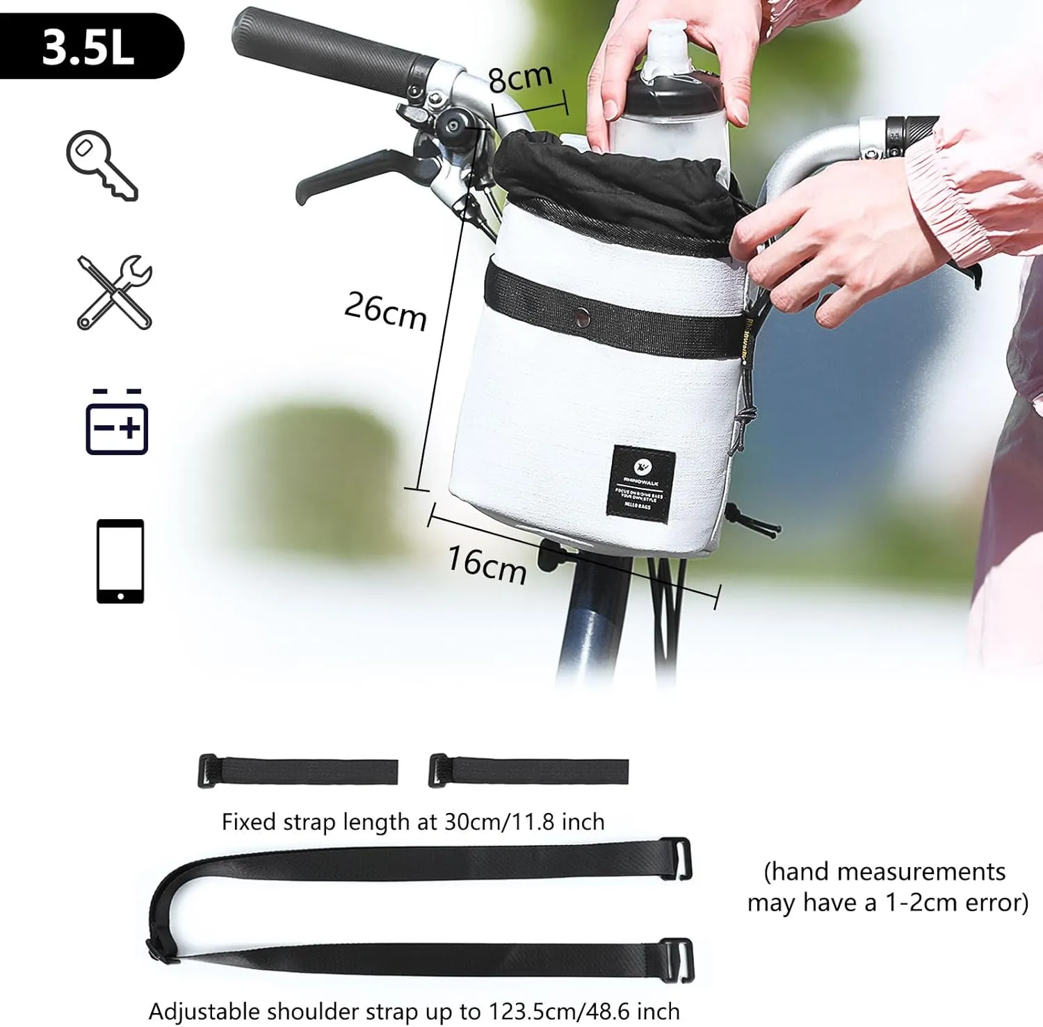 HUNTVP Bike Handlebar Bag 3.5L Bicycle Front Bag Scooter Bag Mountain Road Bike Bag for Cycling Handle Bar Bag for Bicycles Shoulder Bag Crossbody Bag