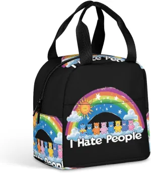 I Hate People Funny Reusable Lunch Bag Insulated Tote Box Cooler Food Handbags Case For Women Men 8.5 X 8 X 5 Inches