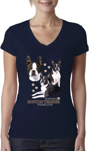 If It's Not a Boston Terrier It's Just a Dog Gift Dog Lover Womens Junior Fit V-Neck Tee