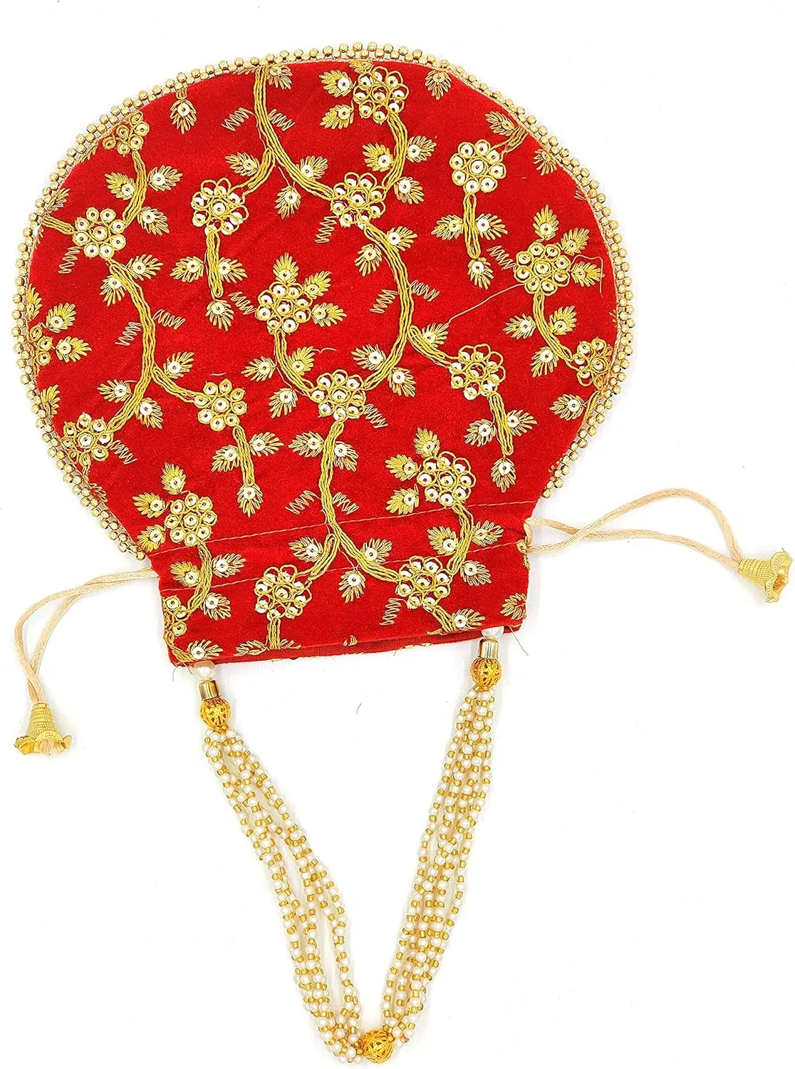 IGH Handmade Women's Velvet Embroidered Potli Purse | Indian Drawstring Bag Green Ethnic Handbag for Weddings & Parties 1 Pcs