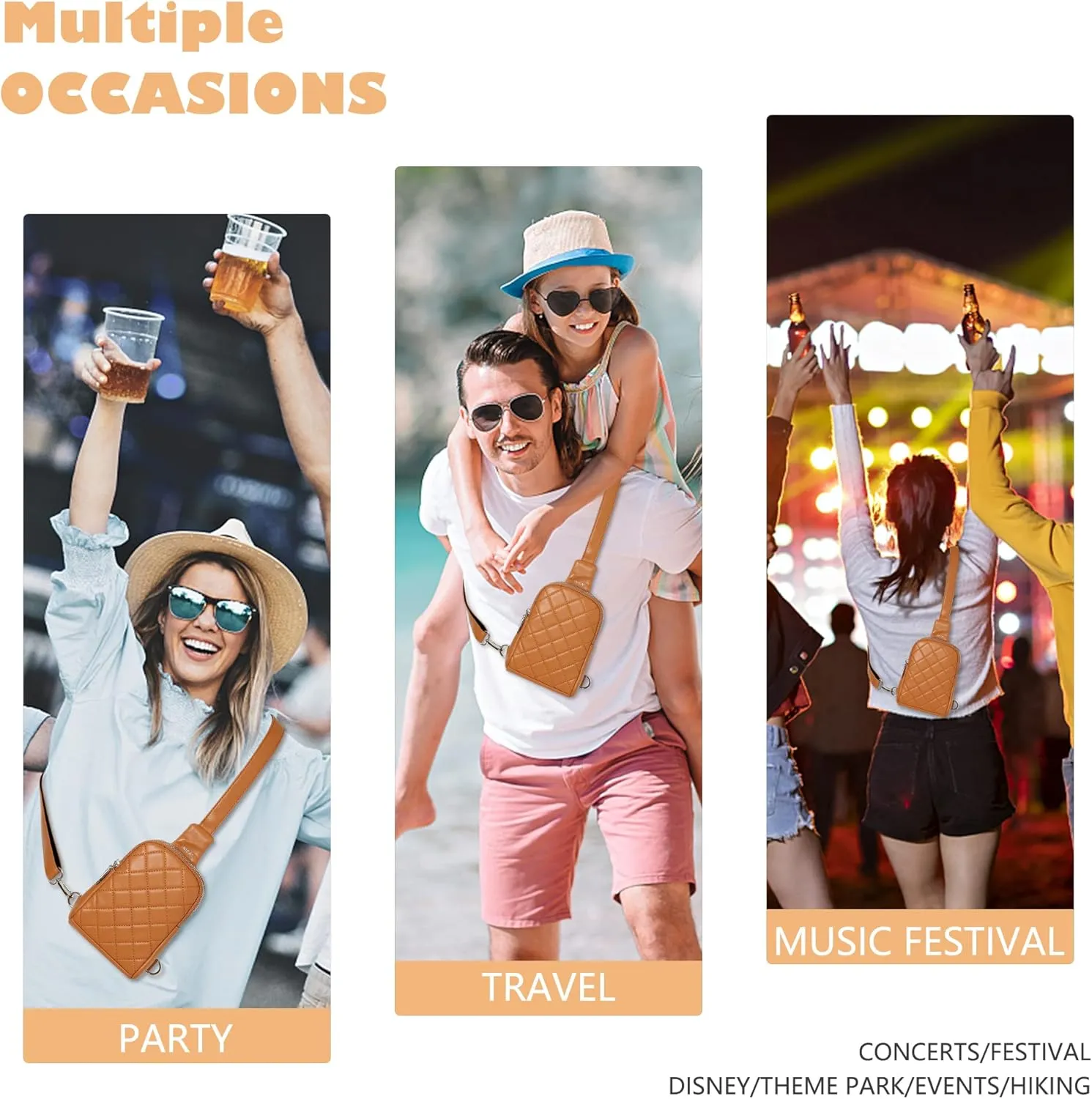 INICAT Travel Small Sling Bag Leather Crossbody Bags for Women Fanny Packs Cross Body Bag for Woman Cross Body Purses