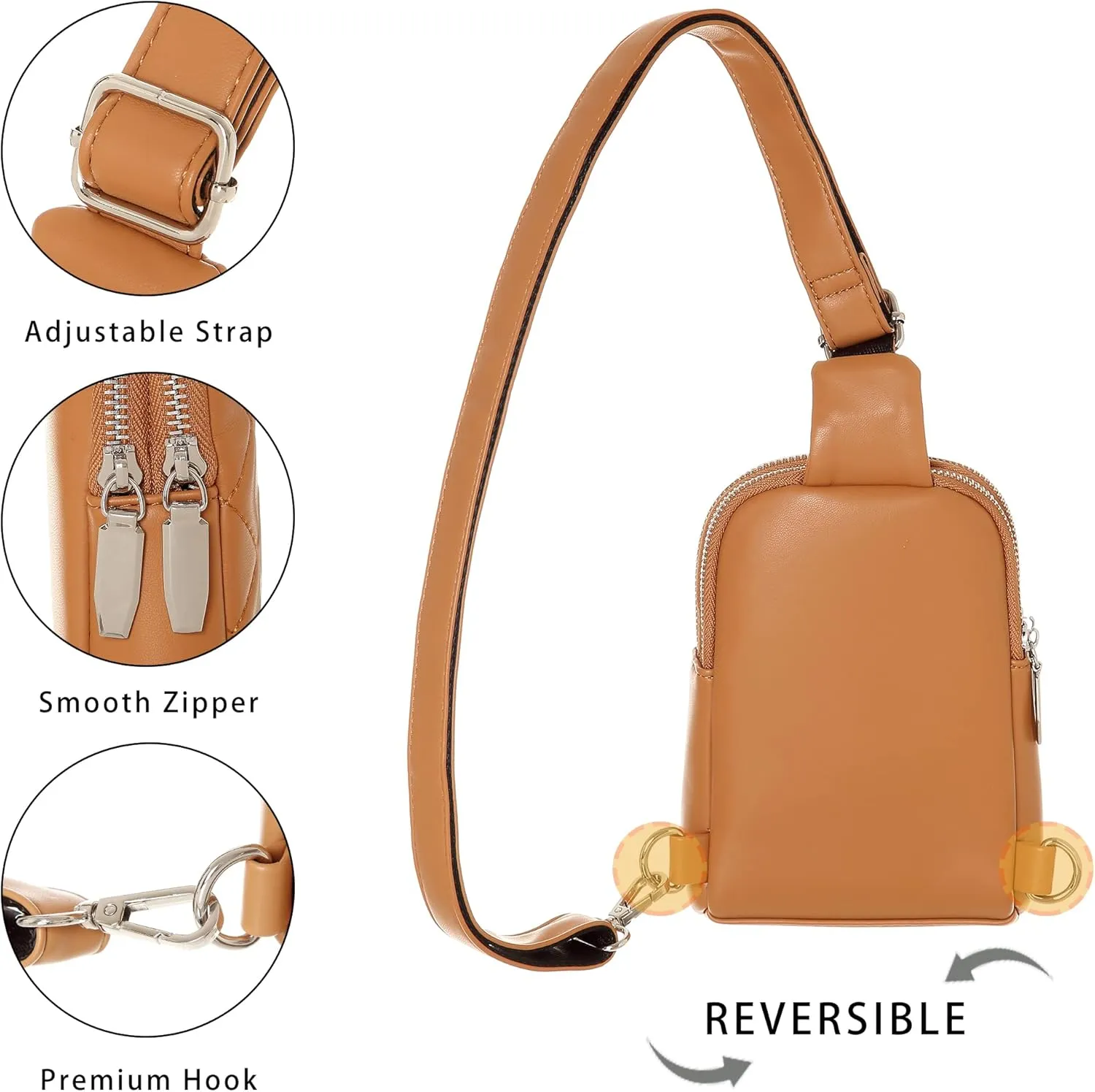 INICAT Travel Small Sling Bag Leather Crossbody Bags for Women Fanny Packs Cross Body Bag for Woman Cross Body Purses