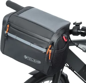 Insulated Bike Handlebar Bag, Water Resistant Bicycle Cooler Storage with Touch Screen Phone Holder, Reflective Large Cycling Front Pouch, Shoulder Bag for Outdoor Hiking Mountain Road Bike