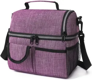 Insulated Dual Compartment Lunch Bag - Waterproof Lunch Bag Tote - High Capacity Soft Cooler Lunch Pail - Durable Leakproof Cooler Lunch Handbags for Office Work Office Beach