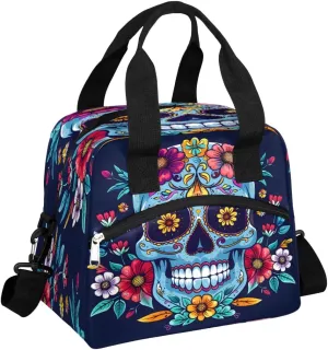 Insulated Lunch Bag for Women Men Adults Reusable Waterproof Leakproof Lunch Box Flower Skeleton Abstraction Cool Large Cooler Lunch Tote Handbags Meal Prep Bag for Work Travel Picnic Lunch Pail