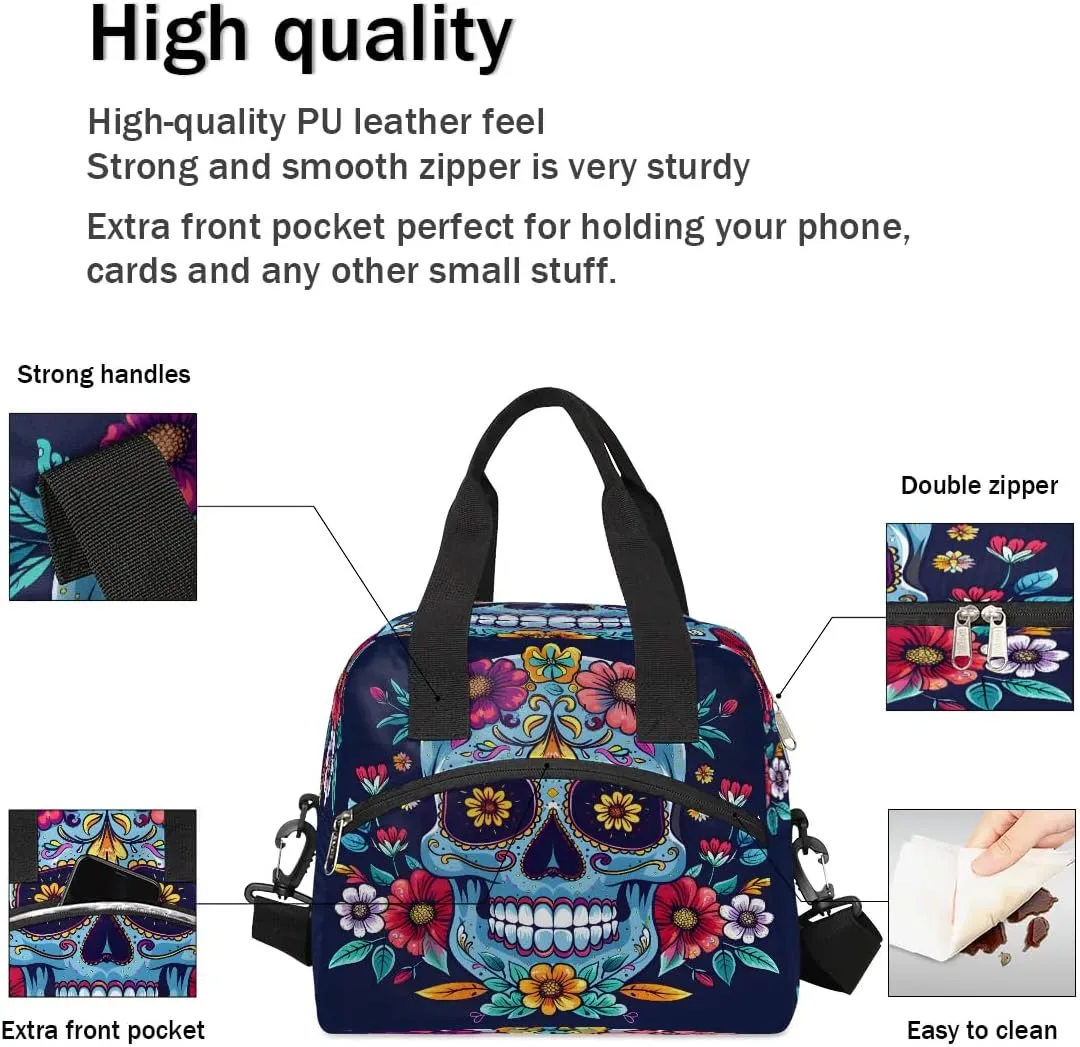 Insulated Lunch Bag for Women Men Adults Reusable Waterproof Leakproof Lunch Box Flower Skeleton Abstraction Cool Large Cooler Lunch Tote Handbags Meal Prep Bag for Work Travel Picnic Lunch Pail