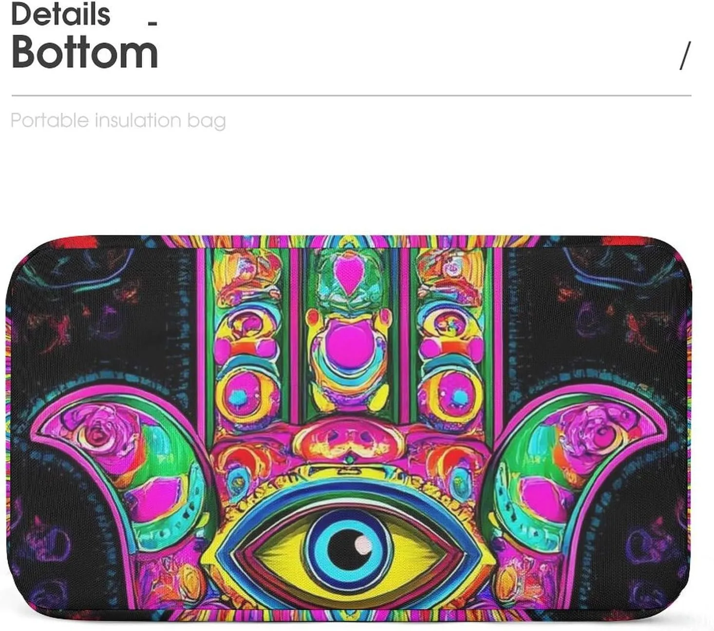 Insulated Lunch Tote Bag for Women, Cute Large Capacity Lunch Box Waterproof Thermal Cooler Bags Colorful Eye Hand Lotus Ethnic Indian Art Handbags