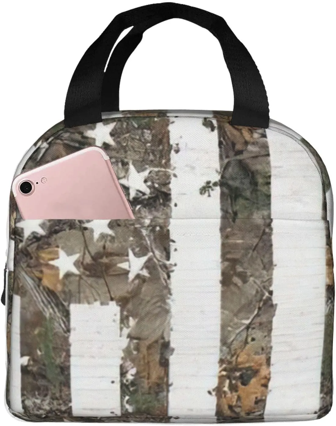 Interstellar American flag Camouflage print Lunch Bag, Food Handbags Case, Leakproof Insulated, for Work/Picnic/Beach/Travel