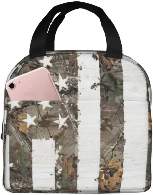 Interstellar American flag Camouflage print Lunch Bag, Food Handbags Case, Leakproof Insulated, for Work/Picnic/Beach/Travel
