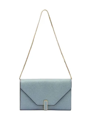 Iside Continental Purse with Chain in Smokey Blue