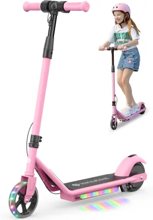 isinwheel S2 Electric Scooter for Kids Ages 6-12,150W Kids Electric Scooter with Adjustable Speed and Height, Colorful Lights, Double Brake