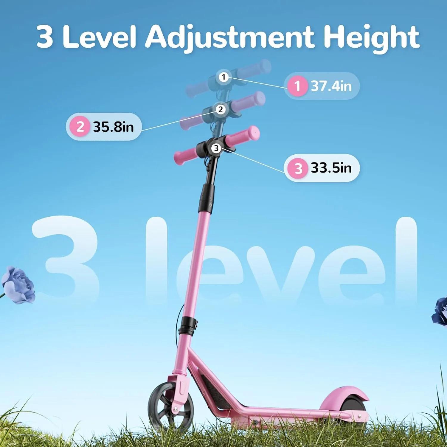 isinwheel S2 Electric Scooter for Kids Ages 6-12,150W Kids Electric Scooter with Adjustable Speed and Height, Colorful Lights, Double Brake