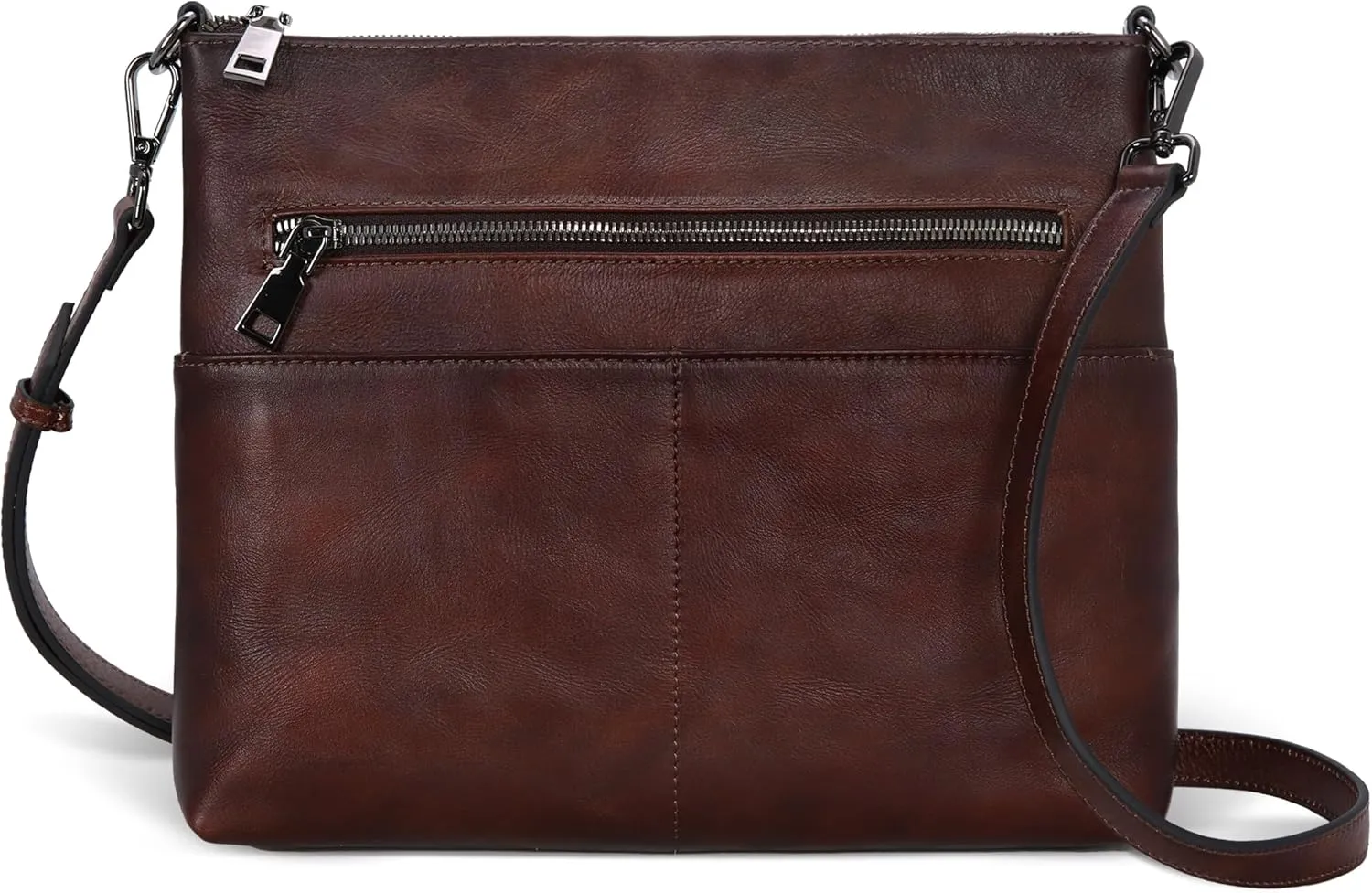 Iswee Leather Crossbody Bags for Women Vintage Shoulder Purse with Pockets Zipper Cross Body Bags for Traveling