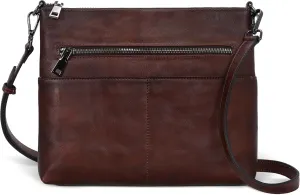 Iswee Leather Crossbody Bags for Women Vintage Shoulder Purse with Pockets Zipper Cross Body Bags for Traveling