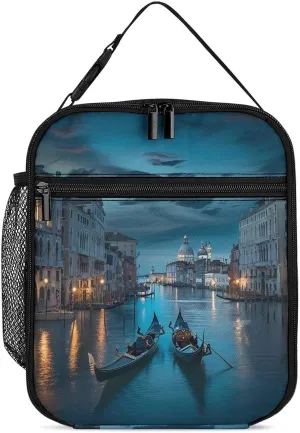 Italy Venice Grand Canal At Night Lunch Bag Insulated Lunch Box Portable Lunch Tote Bag Handbags Case for Office, Work, Picnic