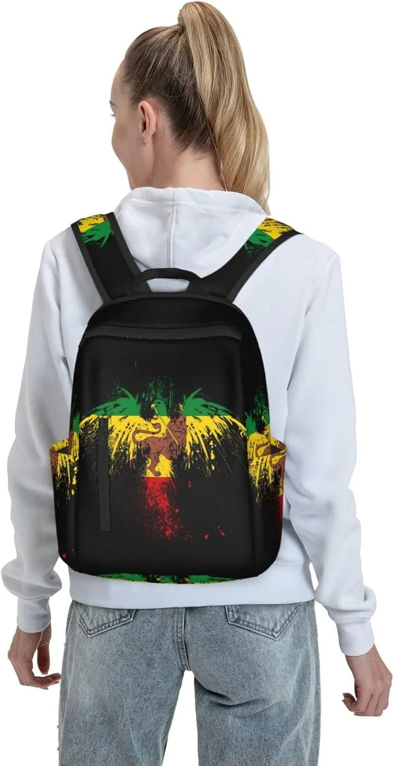 Jamaican Flag Eagle Lion Travel Backpacks Casual Laptop Backpack Sport Rucksack Large Capacity Daypack Multi-Pockets Adjustable Strap Bag for Working Hiking