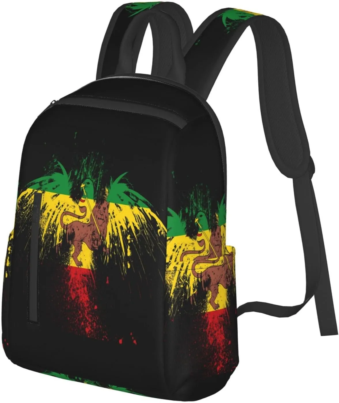 Jamaican Flag Eagle Lion Travel Backpacks Casual Laptop Backpack Sport Rucksack Large Capacity Daypack Multi-Pockets Adjustable Strap Bag for Working Hiking