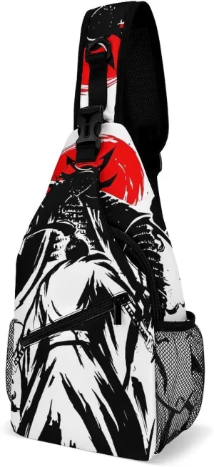 Japanese Samurai Graphic Sling Backpack Mans Woman Crossbody Backpack Chest Bag Running Daypack Shoulder Bag Casual Daypacks Leisure Backpacks