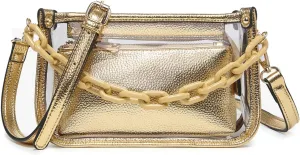 Jessica Vegan Clear Bag for Women Stadium Approved Crossbody Purses for Concerts Sports Events