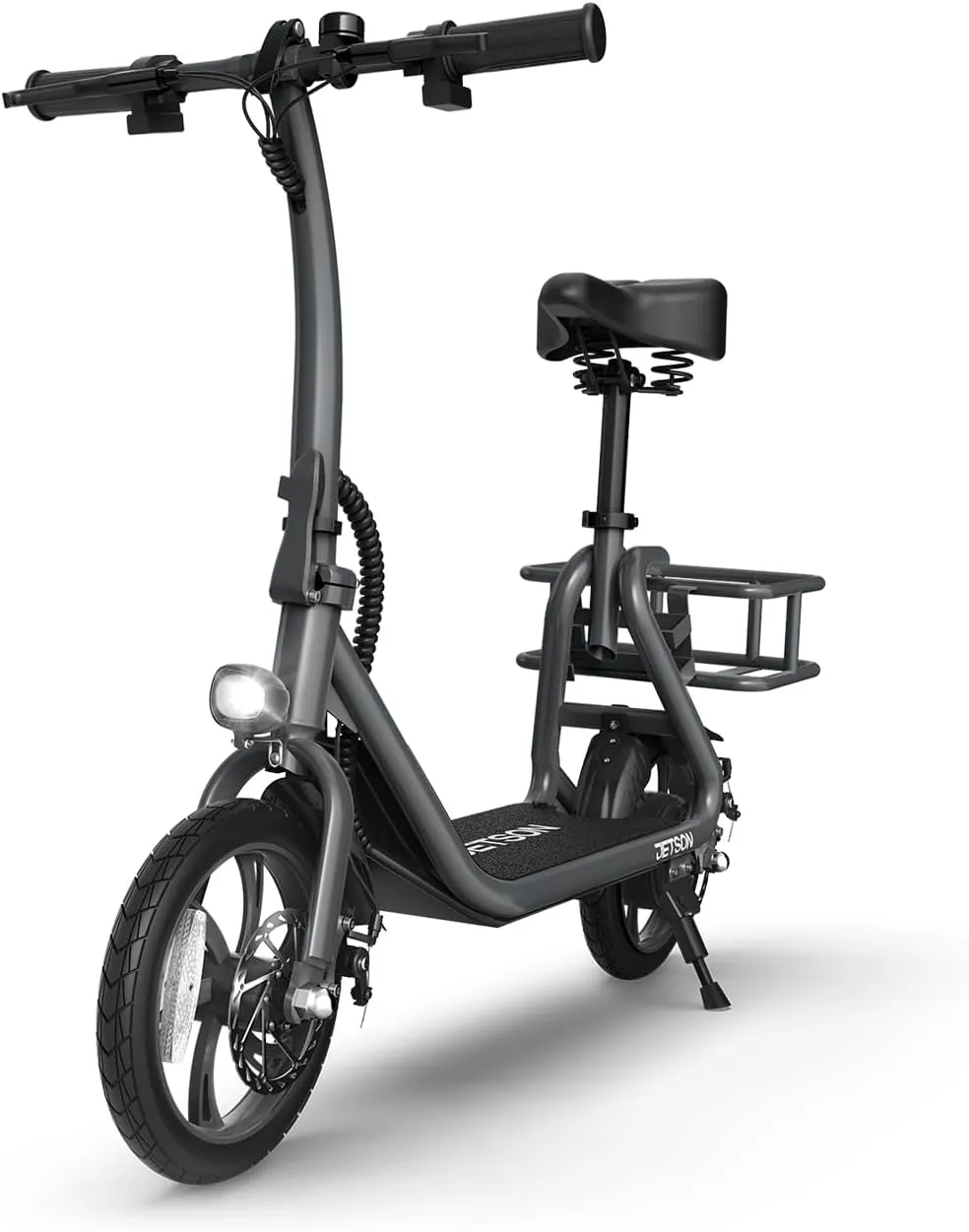 Jetson Ryder Electric Scooter, Twist Throttle, Adjustable Seat, Foldable Handlebar, Headlight, Rear Basket, 12 inch Wheels, Ages 12 