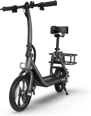 Jetson Ryder Electric Scooter, Twist Throttle, Adjustable Seat, Foldable Handlebar, Headlight, Rear Basket, 12 inch Wheels, Ages 12 