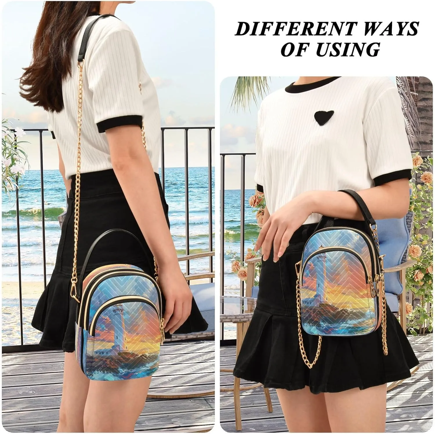 Joisal Cute Unicorn in Space Galaxy Small Crossbody Bags for Women Triple Zip Women Handbag, Cell Phone Purse Crossbody