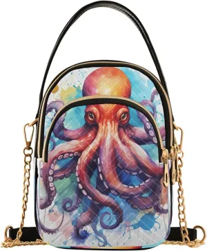 Joko Ivery Colorful Octopus Multi Pockets Crossbody Bags for Women Zip Cell Phone Purse Wallet Bag with Detachable Shoulder Strap Cross Body Handbag for Women Girls Trendy Gift Traveling Shopping