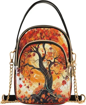 Joko Ivery Maple Tree Multi Pockets Crossbody Bags for Women Zip Cell Phone Purse Wallet Bag with Detachable Shoulder Strap Handbag Purse for Shopping Traveling Working Women Girls Trendy Gift