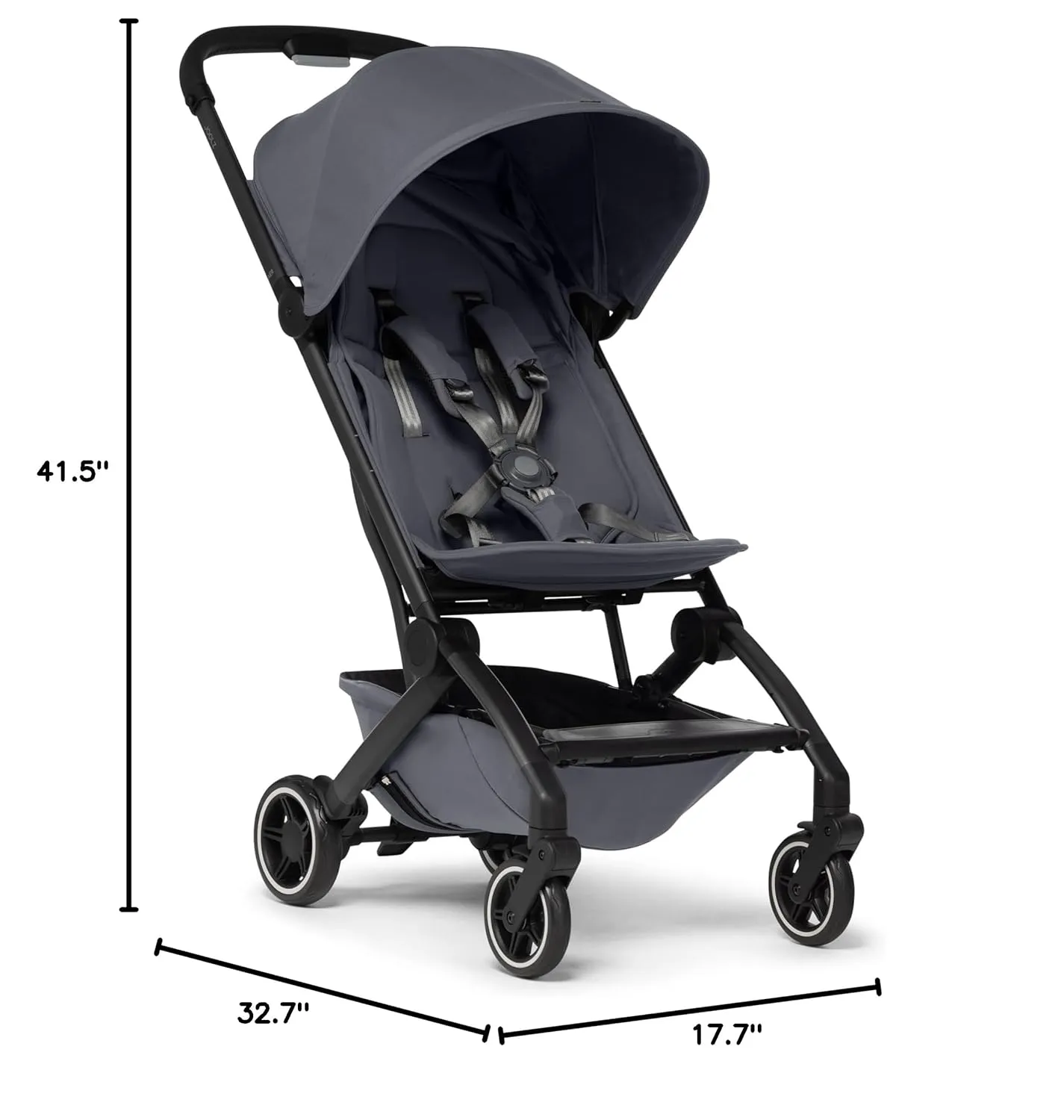 Joolz AER  Lightweight & Compact Travel Stroller - Portable One-Hand Fold Design - Ergonomic Seat for Infant & Toddler (up to 50 lb) - XXL Sun Hood - Stroller for Airplane -Travel Pouch -Stone Grey