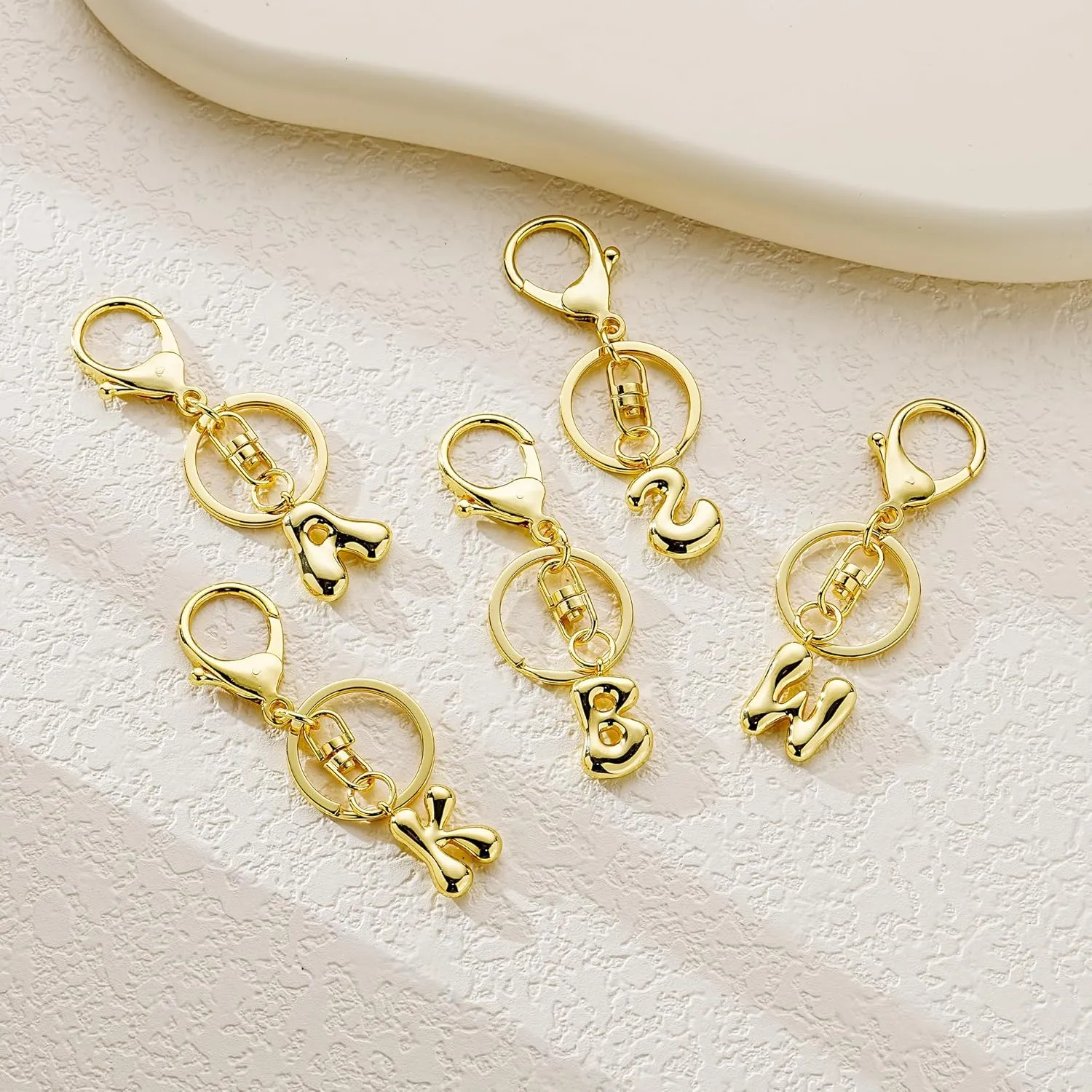 Kainier Gold Bubble Initial Keychain for Women Bag Charm Purse Key Alphabet Handbags Pendant Accessories Gift