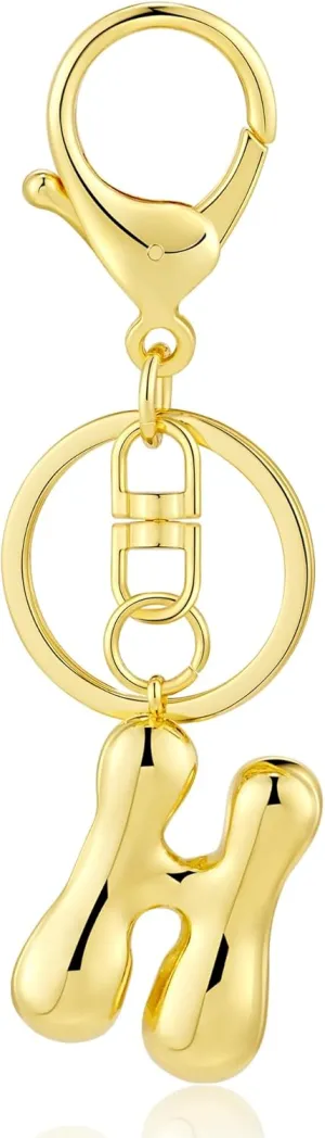 Kainier Gold Bubble Initial Keychain for Women Bag Charm Purse Key Alphabet Handbags Pendant Accessories Gift