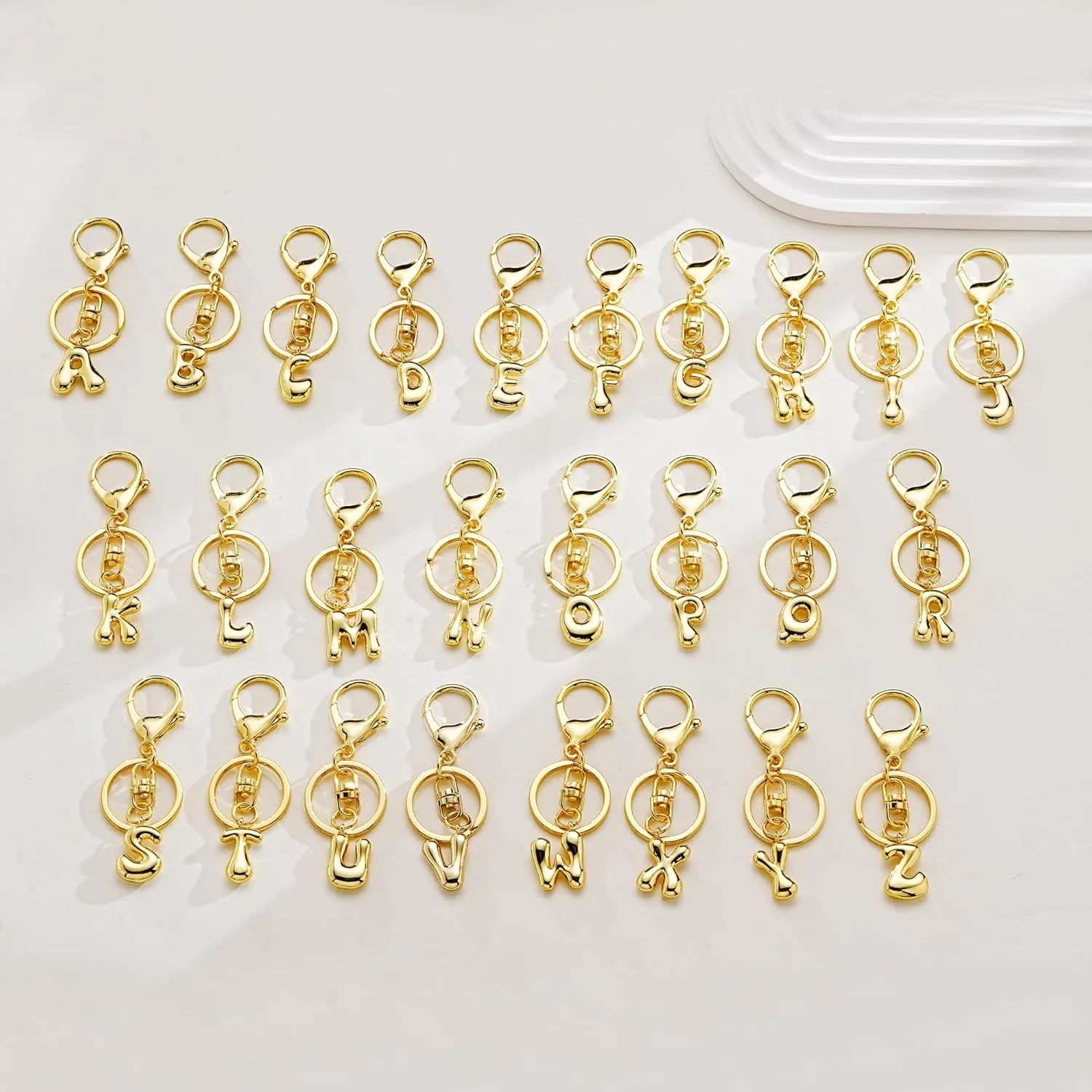 Kainier Gold Bubble Initial Keychain for Women Bag Charm Purse Key Alphabet Handbags Pendant Accessories Gift