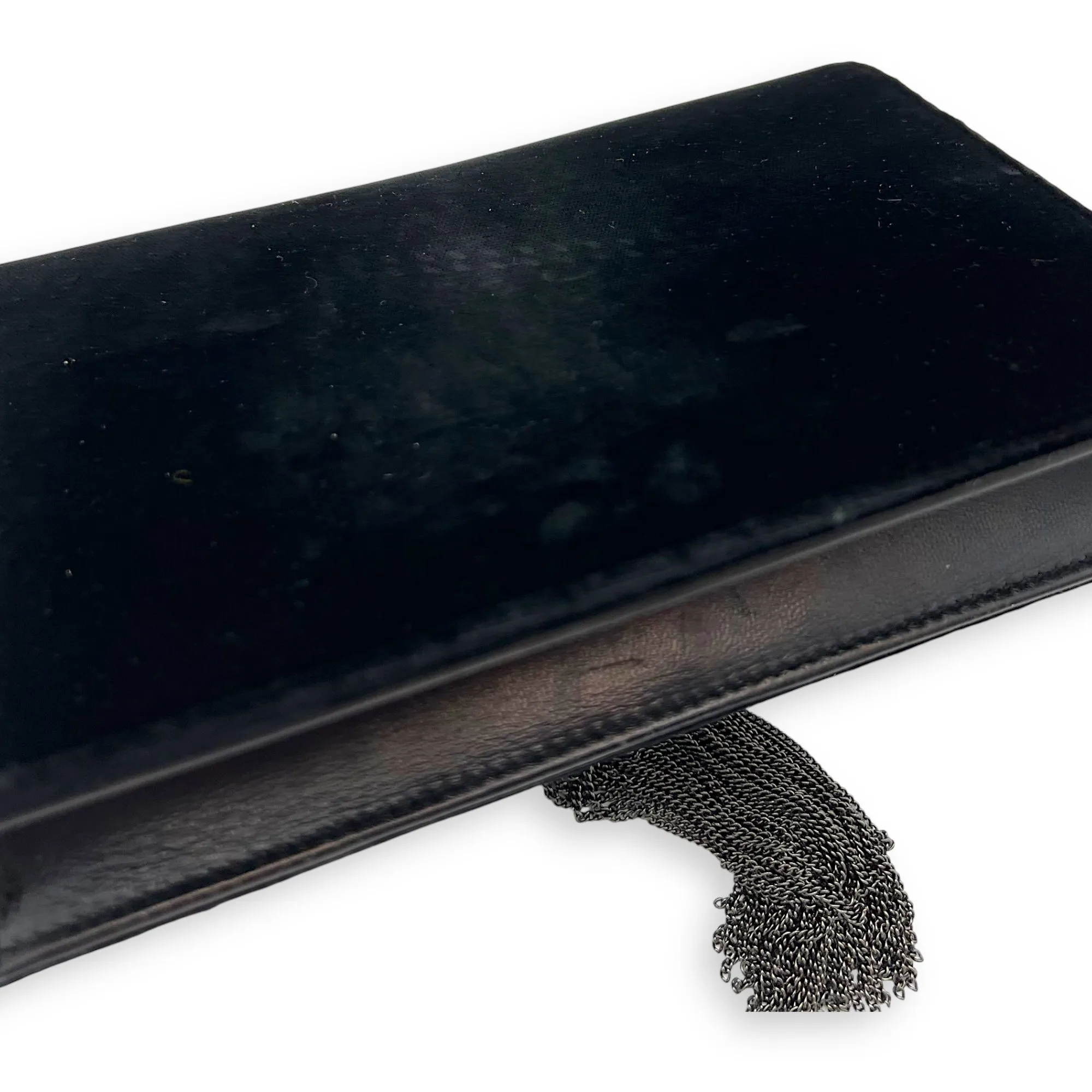 Kate Small Black Crossbody Bag in Velvet, Silver hardware