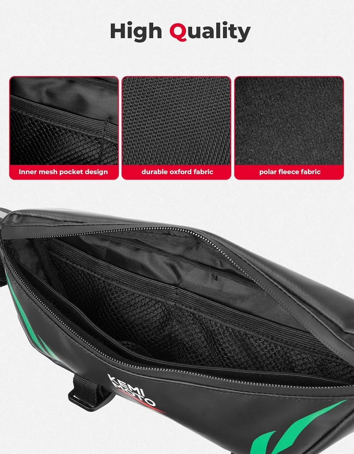 KEMIMOTO Motorcycle Handlebar Bag Universal Bicycle Waterproof Front Storage Bag Compatible with Sur-Ron Light Bee X and S X160 X260 Talaria Sting Electric Dirt Bike, Green 1L