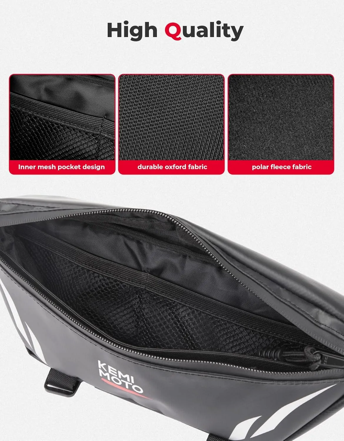 KEMIMOTO Motorcycle Handlebar Bag Universal Bicycle Waterproof Front Storage Bag Compatible with Sur-Ron Light Bee X and S X160 X260 Talaria Sting Electric Dirt Bike, Silver 1L