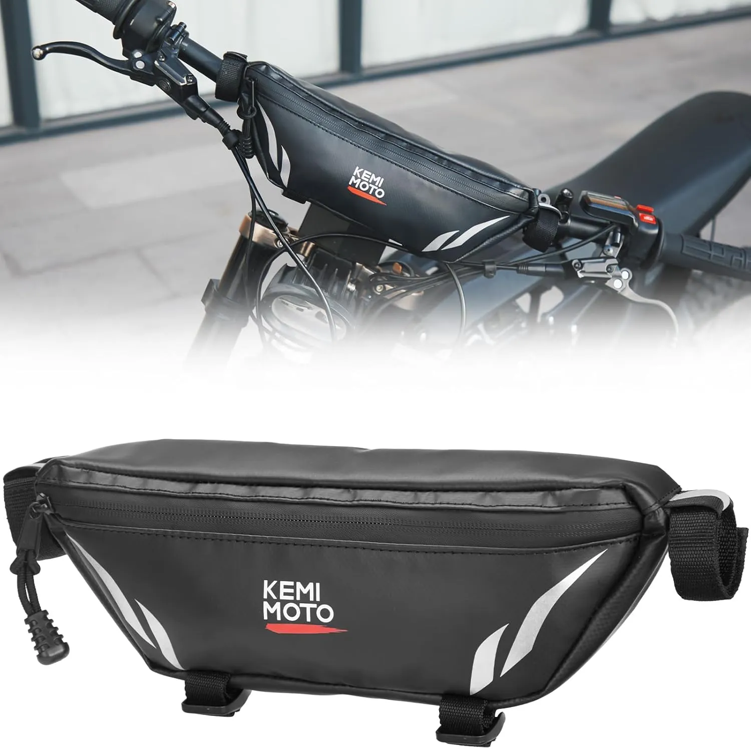 KEMIMOTO Motorcycle Handlebar Bag Universal Bicycle Waterproof Front Storage Bag Compatible with Sur-Ron Light Bee X and S X160 X260 Talaria Sting Electric Dirt Bike, Silver 1L