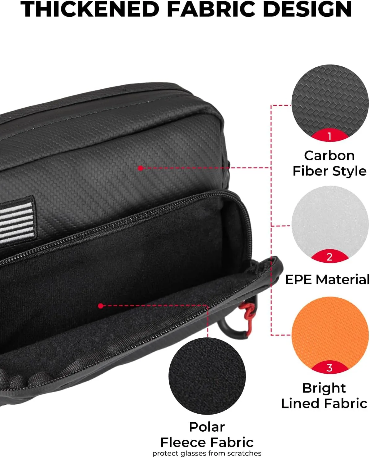 KEMIMOTO Motorcycle Handlebar Bag with Waterproof Cover Universal Bicycle Handle Bar Tool Bag for Front Fork Sissy Bar Compatible with Cruiser Softail Dyna Sportster Dirtbike Carbon Fiber