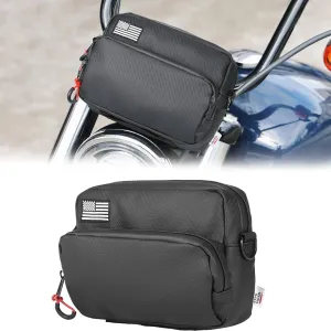 KEMIMOTO Motorcycle Handlebar Bag with Waterproof Cover Universal Bicycle Handle Bar Tool Bag for Front Fork Sissy Bar Compatible with Cruiser Softail Dyna Sportster Dirtbike Carbon Fiber