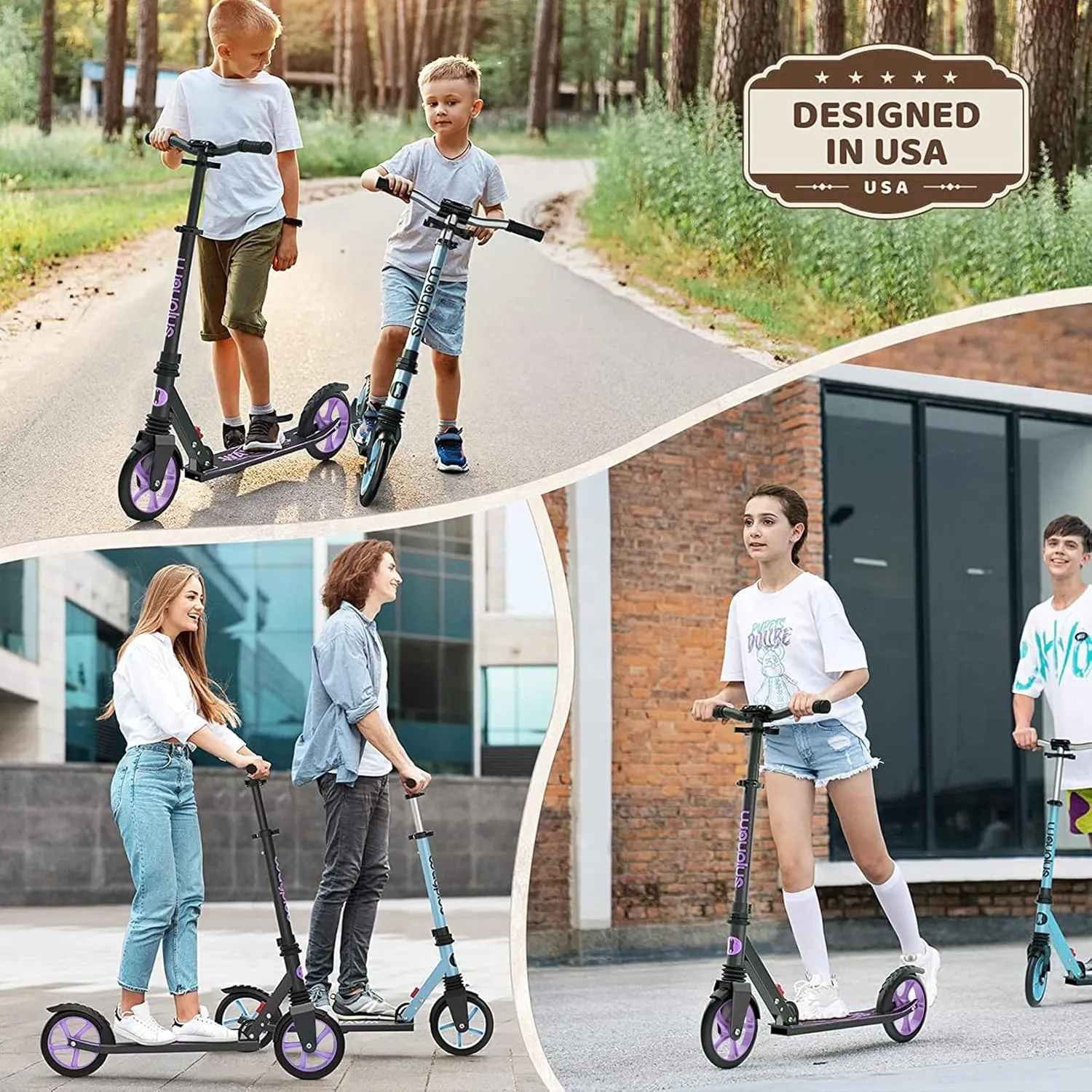 Kick Scooter for Ages 6 ,Kid, Teens & Adults. Max Load 240 LBS. Foldable, Lightweight, 8IN Big Wheels for Kids, Teen and Adults, 4 Adjustable Levels. Bearing ABEC9