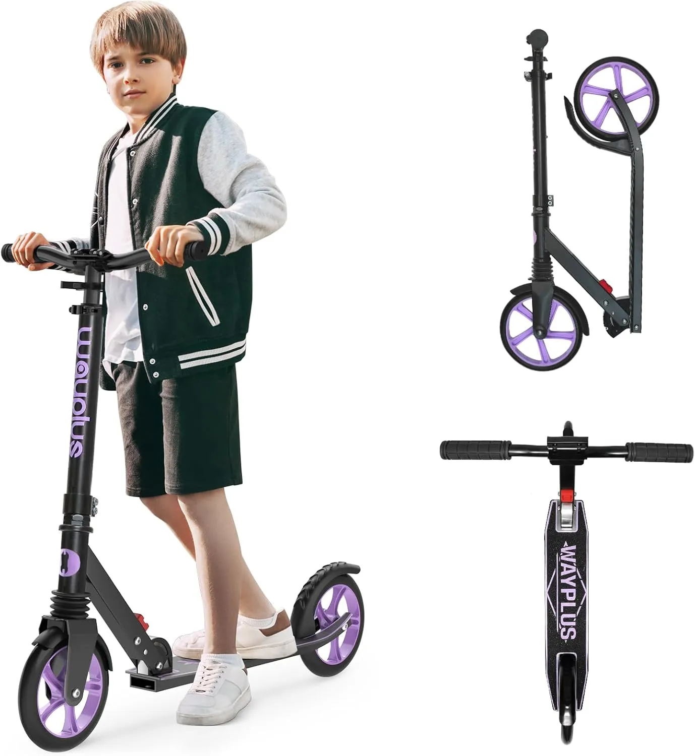 Kick Scooter for Ages 6 ,Kid, Teens & Adults. Max Load 240 LBS. Foldable, Lightweight, 8IN Big Wheels for Kids, Teen and Adults, 4 Adjustable Levels. Bearing ABEC9