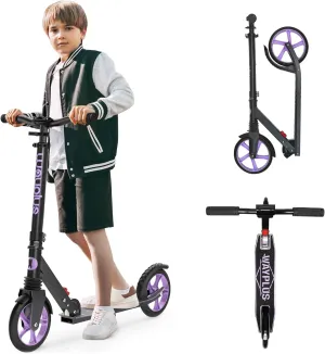 Kick Scooter for Ages 6 ,Kid, Teens & Adults. Max Load 240 LBS. Foldable, Lightweight, 8IN Big Wheels for Kids, Teen and Adults, 4 Adjustable Levels. Bearing ABEC9