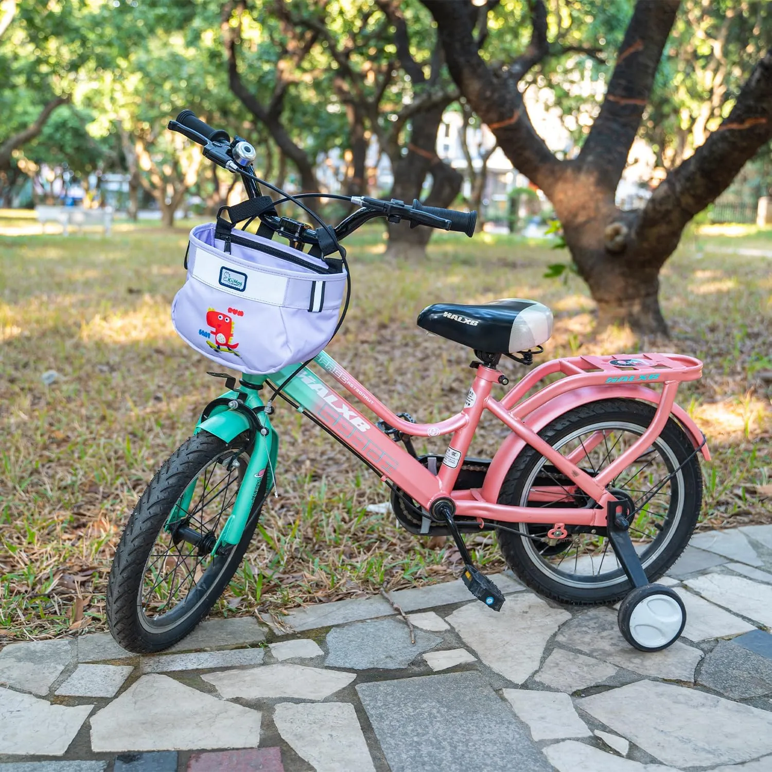 Kids Bicycle Basket - Fun Dinosaur & Crocodile Designs, Front Handlebar Bag for Boys & Girls, Ideal for Bikes & Scooters, Pink, Navy Blue, Purple, Blue, Green