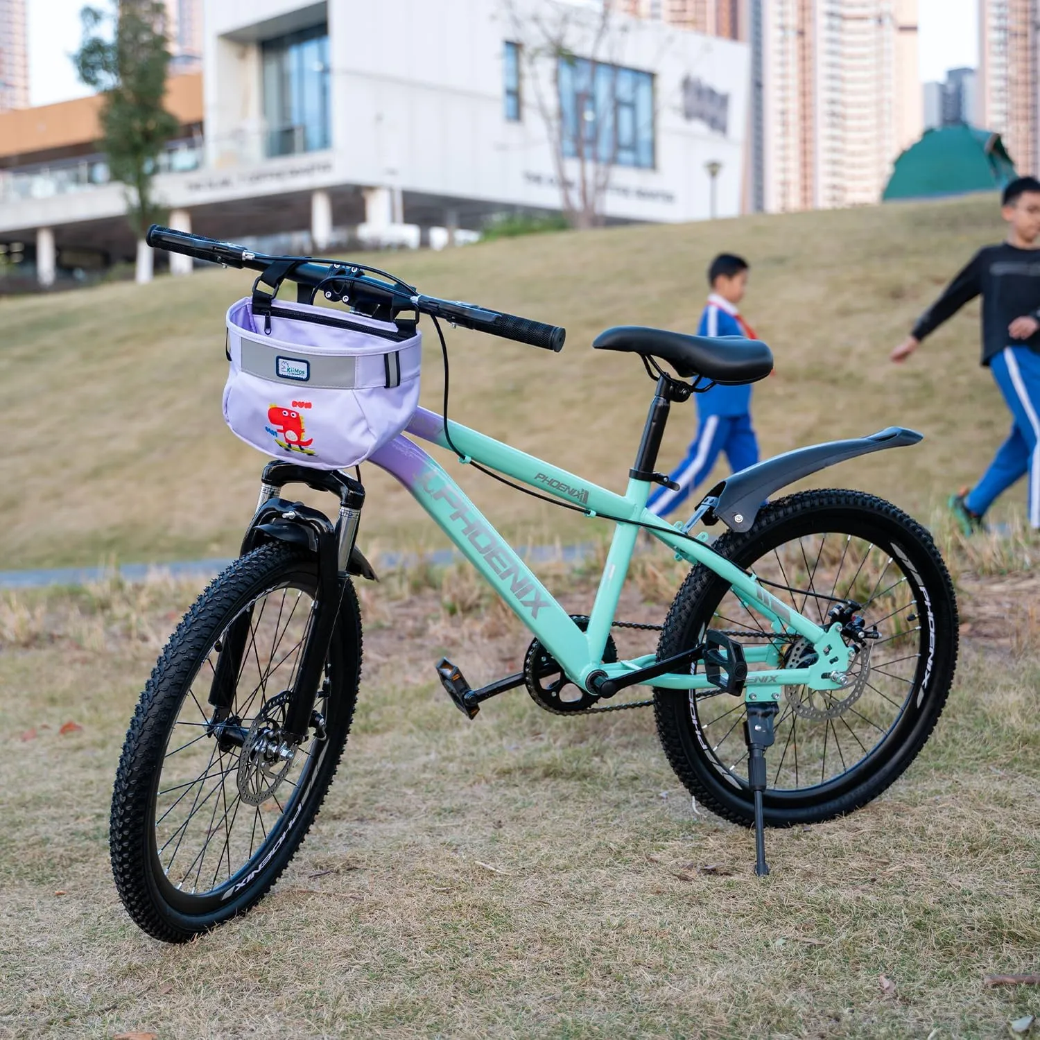 Kids Bicycle Basket - Fun Dinosaur & Crocodile Designs, Front Handlebar Bag for Boys & Girls, Ideal for Bikes & Scooters, Pink, Navy Blue, Purple, Blue, Green