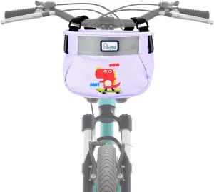 Kids Bicycle Basket - Fun Dinosaur & Crocodile Designs, Front Handlebar Bag for Boys & Girls, Ideal for Bikes & Scooters, Pink, Navy Blue, Purple, Blue, Green
