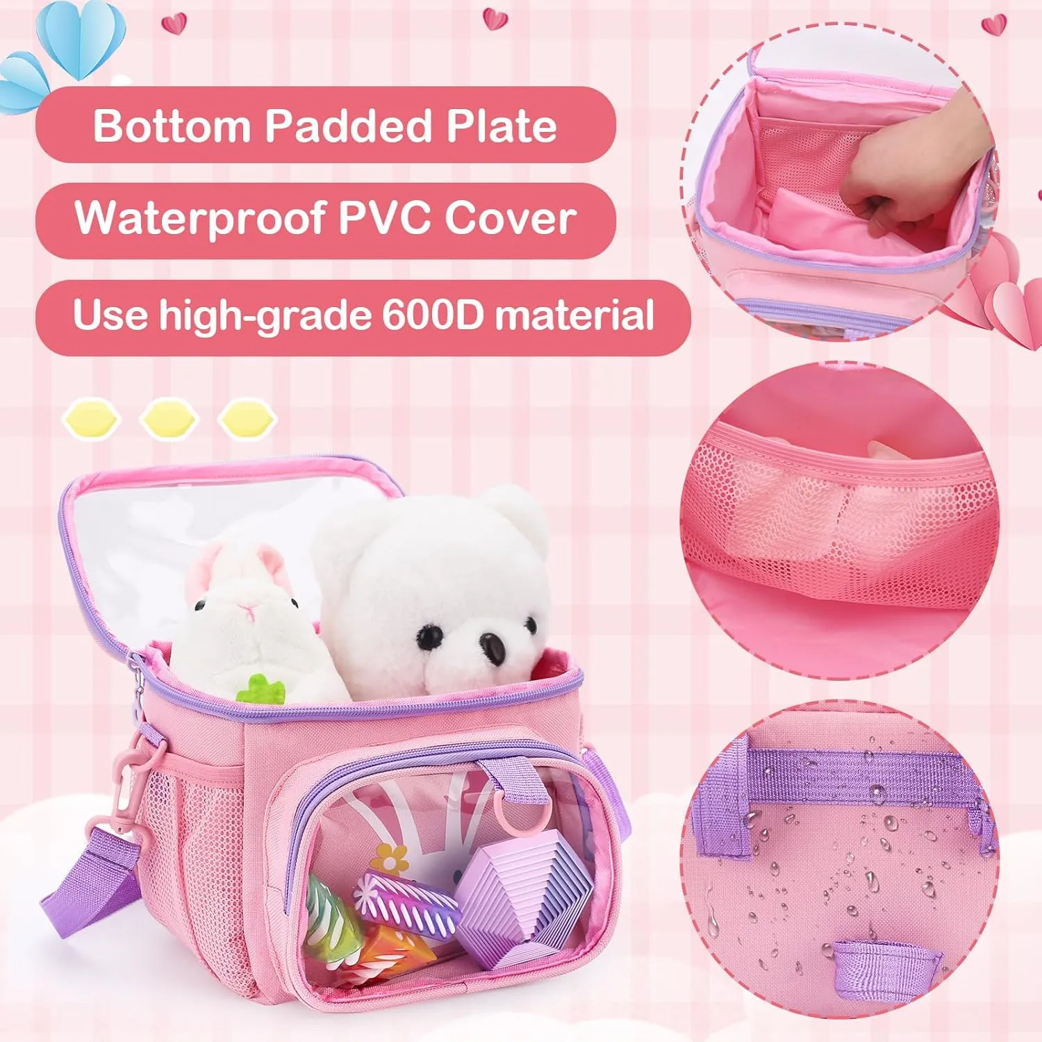 Kids Bike Basket ，Waterproof Fabric Bicycle Basket，Boy and Girl Bicycles Front Basket Accessories，Fits Scooter and Tricycles Bike Handlebar Bag ，with Shoulder Strap. ﻿