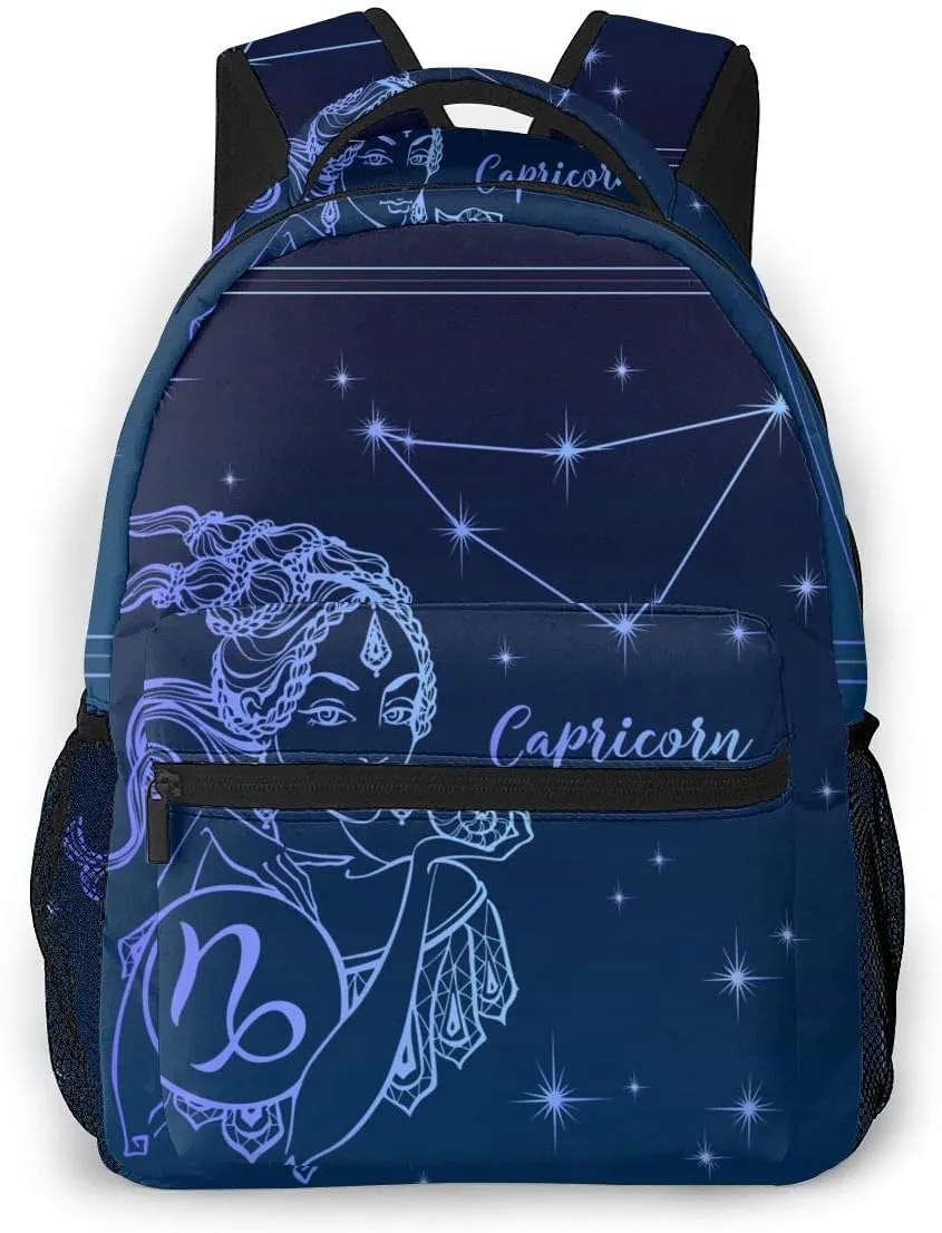 Kids Capricorn Zodiac Sign Backpacks Boys Girls Bookbag 16 Inch Laptop Bag Shoulder Bag Casual Daypack For 1-5th Grade