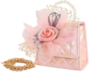 Kids Purse Mini Purse Handbag Toddler Bag PU Leather Handbag Christmas Gift Birthday Gift Holiday Gift for Girl Party Gift (Pink)
