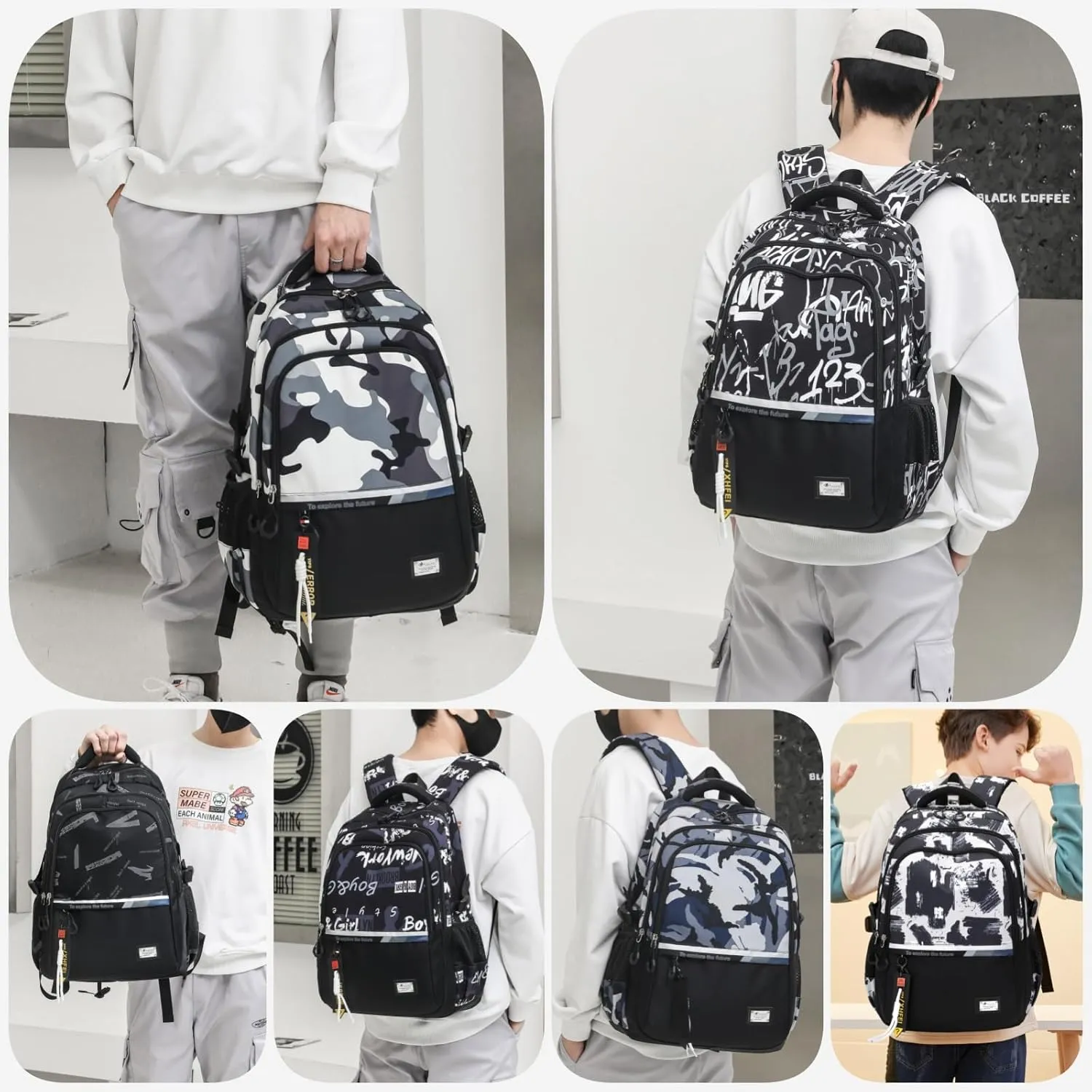 Kids School Backpack for Boys Casual Bookbags Elementary Middle School Bag Teens Lightweight Travel Backpack